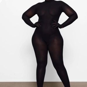 SKIMS SHEER MESH MOCK NECK CATSUIT